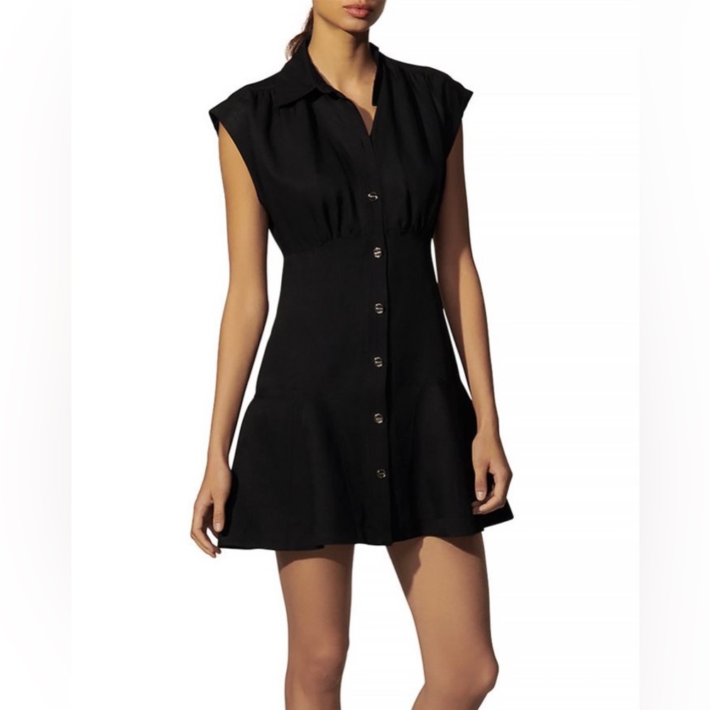 Sandro Josephine Mini Black Gold Button Dress XS-S